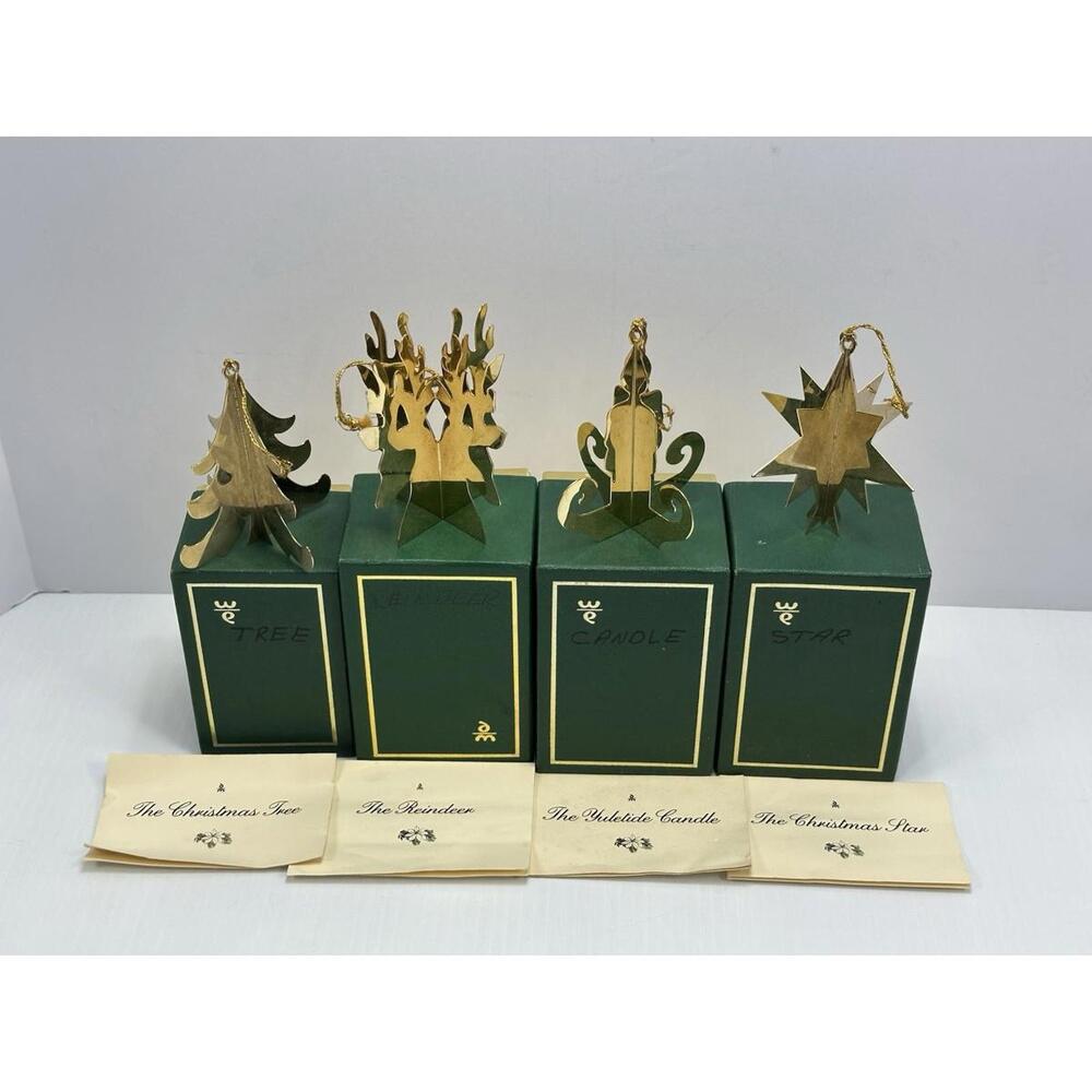 Vintage Lot‎ of 4 Danbury Mint 20kt Gold Christmas Tree Ornaments Original Box